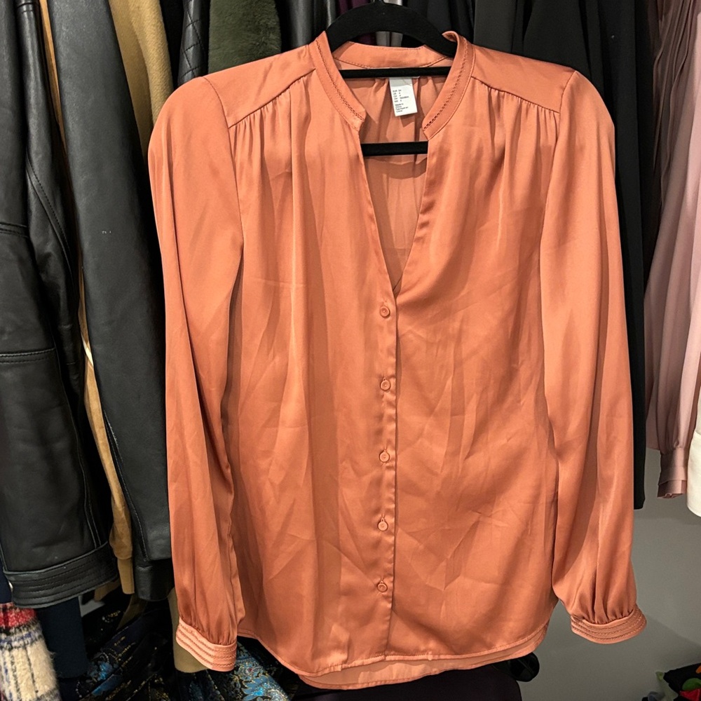 Women's Rust Button-Up Blouse